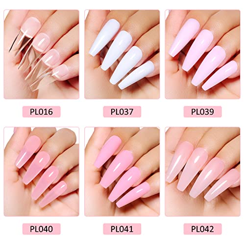 AIMEILI Poly Nail Gel Set, 6 Colors 15ml Nude Pink Brown Daily Collection Nail Extension Gel Set Builder Nail Gel French Manicure DIY Design Nail