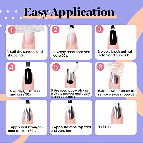 Beetles Chrome Nail Powder Kit Black White Colors Gel Polish Mirror Effect Holographic Aurora Iridescent Pearlescent Manicure Art Decoration Glit