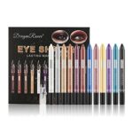 RoseFlower 12 Colors Eyeshadow Pencil Crayon Waterproof & Long Lasting Eyeshadow Stick Shimmer Cream Eyeshadow Pen Create Glitter Eye Makeup, Eas