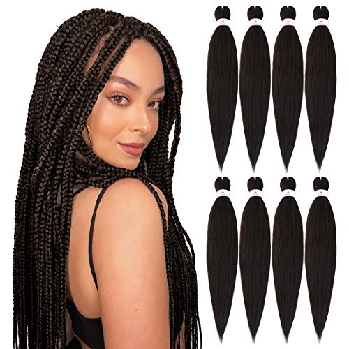 Beyond Beauty EZ Braid Pre Stretched Braiding Hair 8Packs-26inch Professional Yaki Texture Synthetic Hair(#1B)
