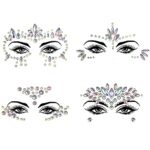 4 Pack Glow in the Dark Mermaid Face Gems, Face Gems Glitter Halloween Face Stickers Set, Crystals Face Stickers for Eyes Face Body Temporary Tat