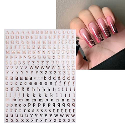 JMEOWIO 8 Sheets Glitter Letter Nail Art Stickers Decals Self-Adhesive English Alphabet Nail Supplies Nail Art Design Decoration Accessories
