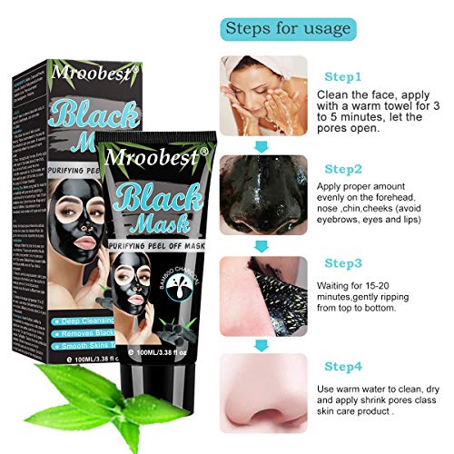 Blackhead Mask, Peel Off Mask, Blackhead Remover Mask, Face Mask with Activated Carbon, Purifying Black Face Mask, Deep Skin Clean Purifying Acne