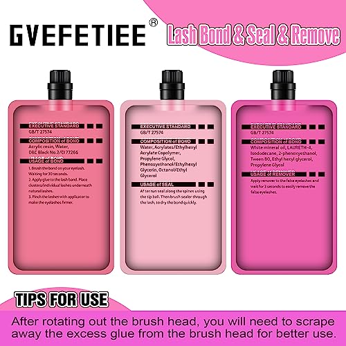 Lash Bond and Seal and Remover, Individual Lashes Clusters Glue and Seal and Remover, 15ML Strong Hold Long-lasting Eyelashes Extension Kit, Wate