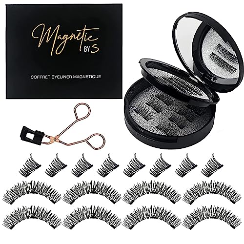 Onewly Magnetic Eyelashes - 16 Pieces False Eyelashes No Glue and Eyeliner Needed - Magnetic Eyelashes Natural Look - Eyelash Extension Kit