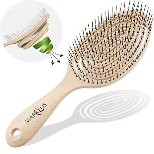 marQus Detangle Hair Brush women and men, Exclusive Ultra-soft bending Bristles and Body - Glide Through Tangles With Ease For All Hair Types - W