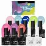 MYGEL by Mylee Nail Gel Polish Spring/Summer Collection 8x10ml Colours + Top & Base Coat, UV/LED Soak-Off Nail Art Manicure Pedicure for Professi