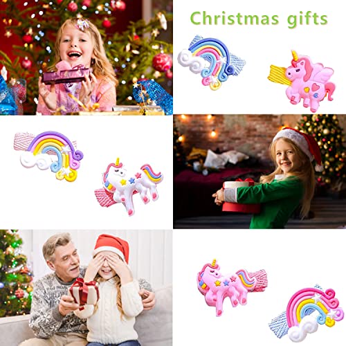 Girls Hair Clips, Hair Clips Kids Barrettes Girls' Hair Accessories for Little Girls Baby Kids, Cute Unicorn Rainbow Horses Toddler Small Hair Ba