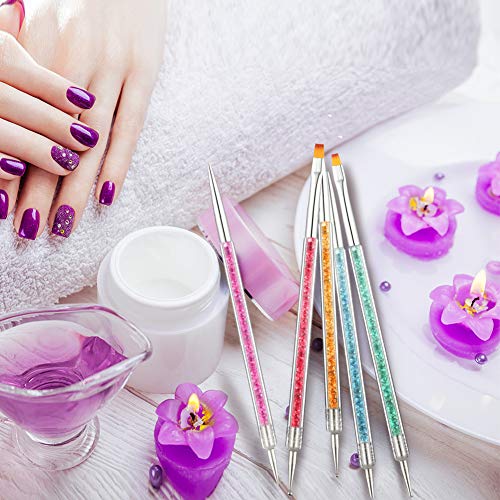 Bohoman 17 Pcs Acrylic Nail Brush,UV Gel Nail Painting Brush Nail Art Tips Builder Brush and Gel Painting Dotting Acrylic Nail Brush Pens