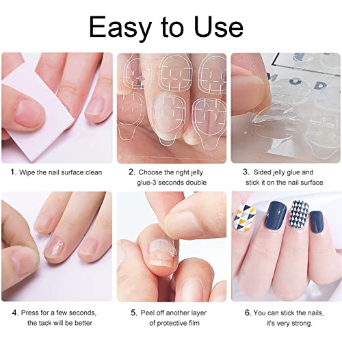 ILamourCar False Nails Stickers, 240 Pcs Double-Side Glue Nail Sticker, Waterproof Breathable False Nail Glue Stickers for DIY Nail Art Decoratio