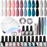Gel Nail Polish Kit, VANREESA with 36W U V LED Nail Lamp 12 Colours Nail Polish Set with Basic Manicure Tools Black Pink Gray Purple Nail Gel Pol