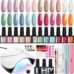 Gel Nail Polish Starter Kit, Phoenixy 12 Colours Soak off Gel Nail Polish Set with Nail Lamp 8ml Gel Nail Kit Shellac Nail Kit Gift Set for Women