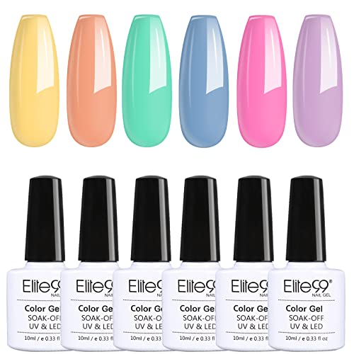 Elite99 Gel Nail Polishes 6 Colors Red Starry Glitter Gel Polish Set Soak Off UV Nail Gel Kit Christmas Nail Salon Set for Salon Studios & Home U