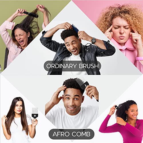Boorika Metal Afro Comb – Smooth & Sturdy Metal Hair Pick for Detangling and Styling – Afro Pick for Curly Hair – For Home & Salon (Metal Afro Co