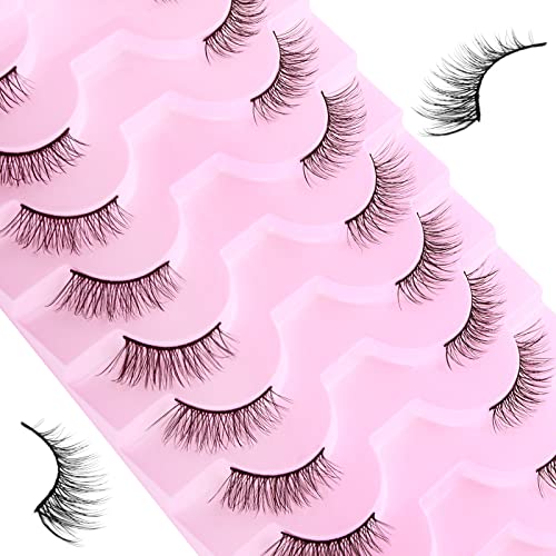 False Eyelashes Natural Look Half Lashes Short Wispy Cat Eye 3D Faux Mink 3/4 Eye Lashes Fake Eyelashes Strip 10 Pairs Pack (B06)