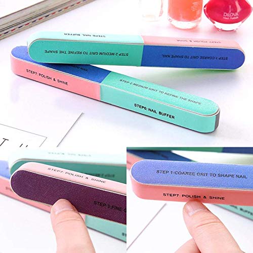 Professional Nail File Six-Sided Polishing Sandpaper Sanding Blocks Board Nail Buffer 7-in-1 Nail Buffer Manicure Tool for Nail Grooming Styling