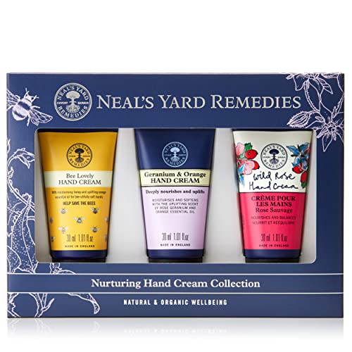 Neal’s Yard Remedies Nurturing Hand Cream Collection - The Perfect Hand Moisturiser To Suit Your Mood - Bee Lovely, Wild Rose And Geranium & Oran