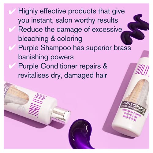 Purple Shampoo & Conditioner Set. Removes Brassy Yellow Tones. Lightens Blonde, Platinum, Ash, Silver & Grays. Moisturizes Dry & Damaged Hair. Pa