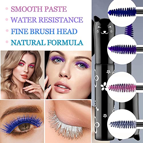 Colorful Mascara, Waterproof Long Lasting Thick Mascara/Rainbow Color 4D Silk Fiber Lash Charming Masacara (Blue)