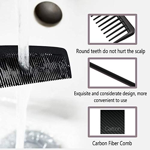 JeoPoom Carbon Comb, Compact Carbon Comb, Coarse Fine 2 Teeth, Break-Proof Anti-Static, Salon Hairdresser Hair Care Tools For Men And Women With