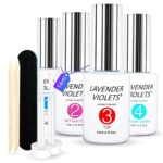 Lavender Violets Acrylic Dipping Powder System Essentials Kit 14ml Big Bottles Liquid Glue Set Steps 1-4 Base Coat Activator Top Brush Saver No N