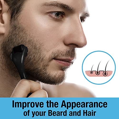 Beard and Hair Growth Derma Roller by Tilcare - Sterile Titanium Derma Roller 0.25mm for Men - Microneedle Tool for Dormant Scalp and Facial Foll