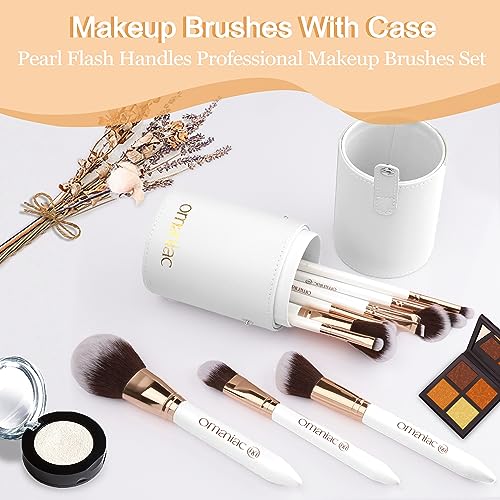 OMANIAC® Professional Makeup Brushes Set (12Pcs), Pearl Flash Handles, Comfortable To Hold And Easy To Use. Full Face Travel Make up Brushes Set