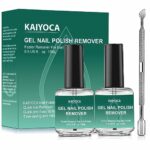 Gel Nail Polish Remover 2 Packs with 1 Cuticle Pusher, Quickly & Easily Remove Nail Polish in 3-5 Minutes, No Need Tin Foil & Clip and Don't Hurt