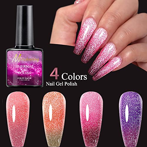 Colour Changing Gel Nail Polish Set,Requires Drying Under UV/LED Lamp Nail Gel Polish Set,Color is Bright and Moist Gel Nail Varnish Set, Easy to