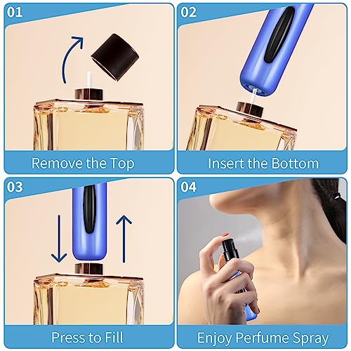 Bewudy 5 Pcs Travel Perfume Refillable Atomizer Container, 5 ml Portable Mini Refillable Perfume Atomizer Bottle Refillable Spray