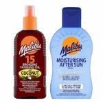 Malibu Bronzing Tanning Oil with Coconut SPF15 200ml bundled with Malibu After Sun Tan Enhance Lotion with Tan Extender 200ml by Deluxio Gifts