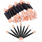 50pcs Disposable Dual Sided Eyeshadow Brush Comfortable Sponge Tipped Oval Makeup Applicator