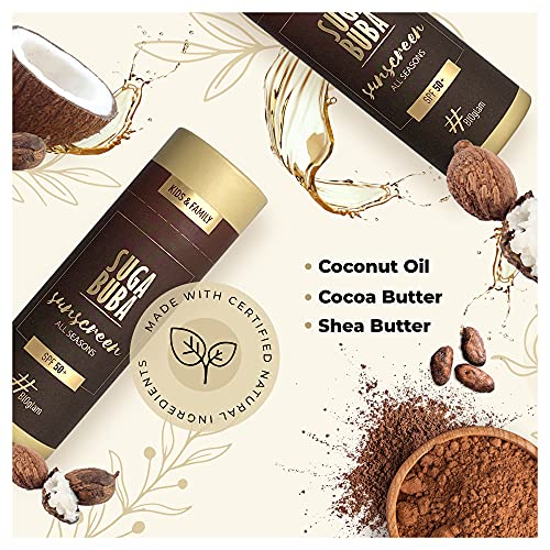 Suga Buba All Seasons Sunscreen Face Stick SPF 50, Eco-Friendly Paper Tube, Bio Face Care, Natural Protection & Ingredients, Face Moisturiser For