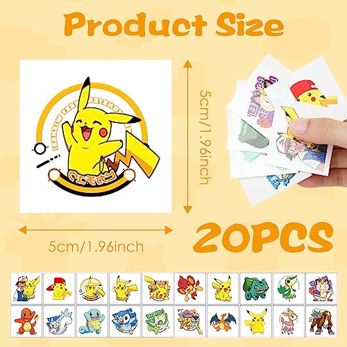 Beehug 20 Sheets Carton Temporary Tattoo, Muti Design Children's Temporary Tattoo Body Art Stickers, Waterproof Tattoos Skin Stickers for Boys an