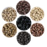 Kullke 500 Pcs 5.0mm Micro rings Silicon Lined Micro Rings Silicone Nano Beads for 0.7g/1.0g I Tip Stick Hair Extensions Aluminum Micro Rings Sil