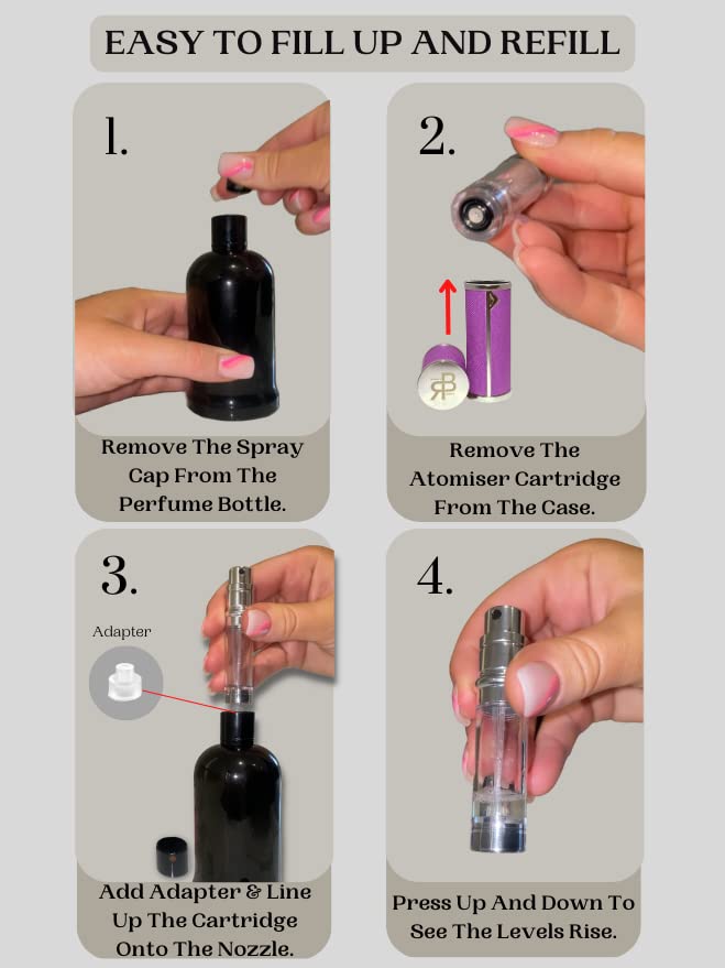 Perfume Atomiser, UK Brand, Refillable & Travel Size Perfume Bottle, Leaking Proof, Bottom Pump, Luxurious Small women and men, 5ml (Royal Purple