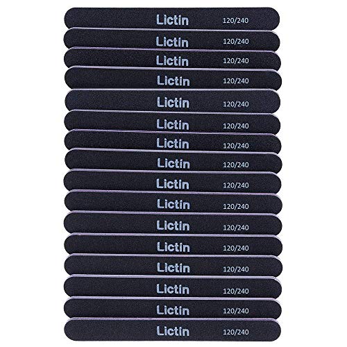 Lictin Pack of 16 Professional Nail Files Double Sided Emery Board (120/240 Grit) …