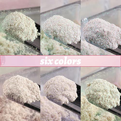 Chrome Nail Powder,6 Grids Aurora Powder for Nails,Shell Powder Mirror Effect Nail Powder for DIY Nail Art Decoration Pigment Body Face Decoratio