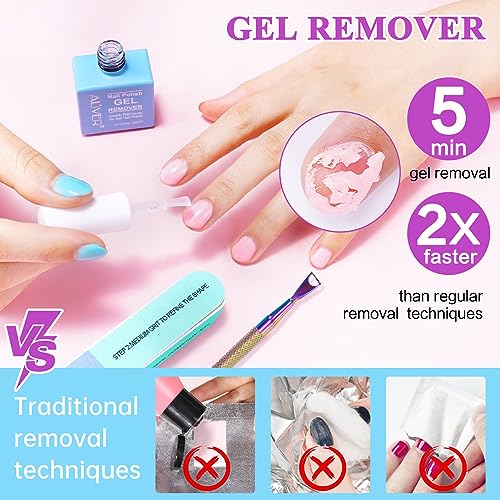 Gel Nail Polish Remover, Gel Polish Remover - Quick & Easy Remove in 3-5 Mins, Gel Remover with Gel Polish Scraper and Nail File, No Damage To Na
