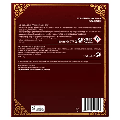 Old Spice Vintage Gift Set for men with Original Deodorant Spray & Aftershave Lotion