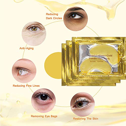 Premium Crystal 24K Gold Powder Gel Collagen Eye Mask 25 Pairs, Eye Treatment Masks for Women and Men, Moisturiser, Anti Aging, Anti Wrinkle, Rem