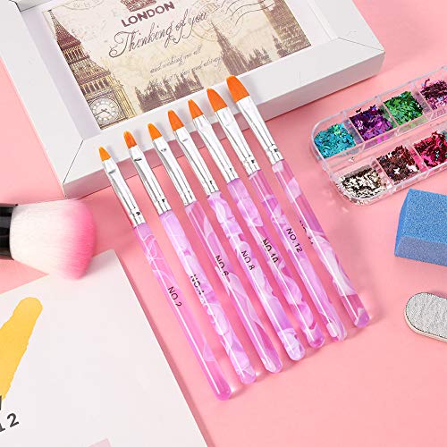 Bohoman 17 Pcs Acrylic Nail Brush,UV Gel Nail Painting Brush Nail Art Tips Builder Brush and Gel Painting Dotting Acrylic Nail Brush Pens