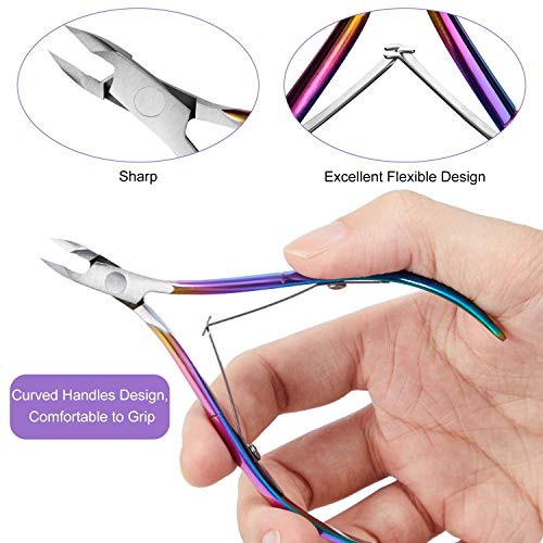 Cuticle Nippers with Cuticle Pusher -Stainless Steel Chameleon Cuticle Cutter Cuticle Clippers Scissors Cuticle Remover for Manicure and Pedicure