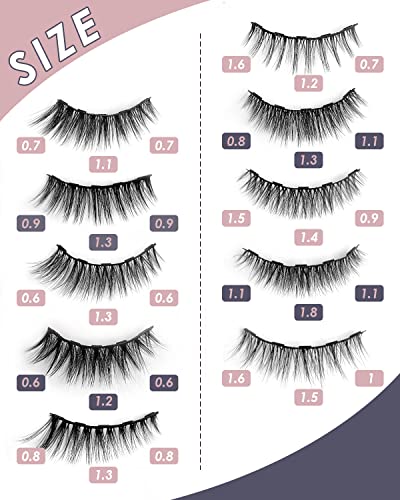 Magnetic Eyelashes with Eyeliner, 10 Pairs Reusable Eye Lashes and 2 Tubes of Magnetic Eyeliner, Reusable Magnetic Fake Eyelashes with Tweezers,N