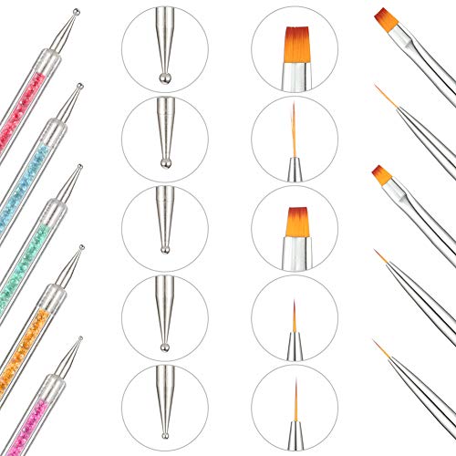 Bohoman 17 Pcs Acrylic Nail Brush,UV Gel Nail Painting Brush Nail Art Tips Builder Brush and Gel Painting Dotting Acrylic Nail Brush Pens