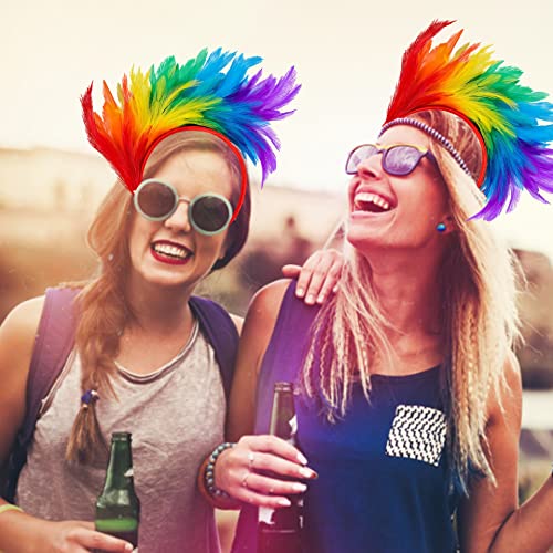 LGBT Gay Pride Accessories, Rainbow Feather Headband, Pride Hair Accessories Costume Accessories Fancy Dress Outfit for Women Girl Aldult
