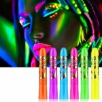 Neon Face Paint and Body Paint Stick - 6 Colors UV Blacklight Neon Fluorescent Face Paint, Non Toxic Face Painting - Club Makeup Art Paint Kit fo