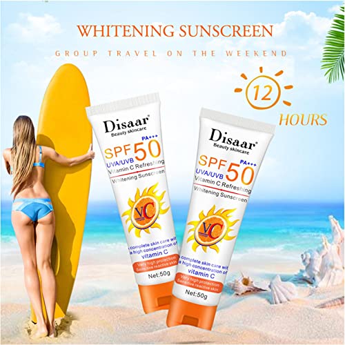 Spf 50 Sun Screen Lotion,Natural Broad Spectrum Sun Block with Vitamin C - Sun Block for Face and Body, Uva/UVB Protection for Most Skin Types Di