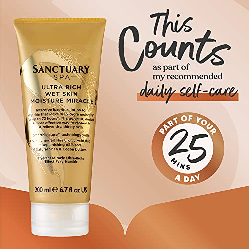 Sanctuary Spa Body Lotion, 200 ml, Ultra Rich Wet Skin Moisture Miracle for Dry Skin, Vegan and Cruelty Free(Packaging May vary)