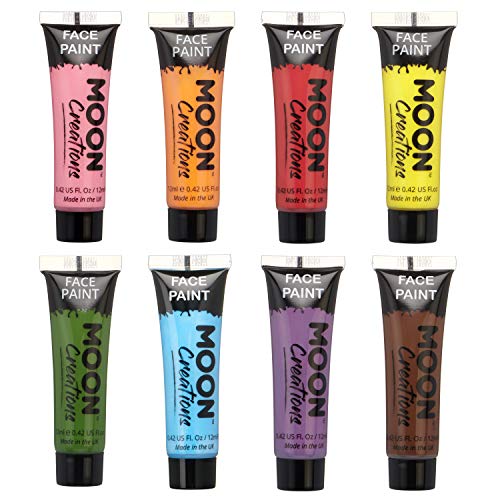 Moon Creations Face & Body Paint Tubes | White | 12ml | Ready to Use Face Paint | No Flake | Cruelty Free, Made in UK | Face Paint for Kids, Adul